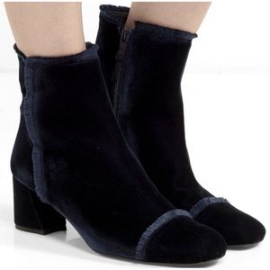 Stuart Weitzman On The Fringe Black Ankle Boots Block Heel Booties Womens Size 9